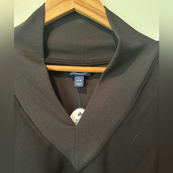 Scoop Black Scuba Sweatshirt V-Neck Ribbed Oversized Pullover Size L (12-14) - Picture 2 of 7